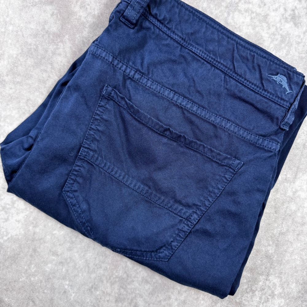 Tommy Bahama Boracay Navy Blue Pima Cotton Modal Stretch Chino Pants Mens 34x32